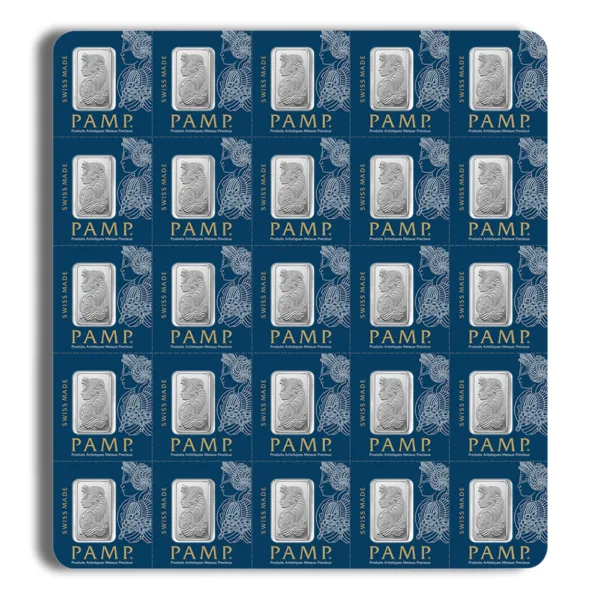A blue patterned background featuring multiple square tiles, each displaying a silver bar with the word "FAME" embossed on it, arranged in a grid formation.