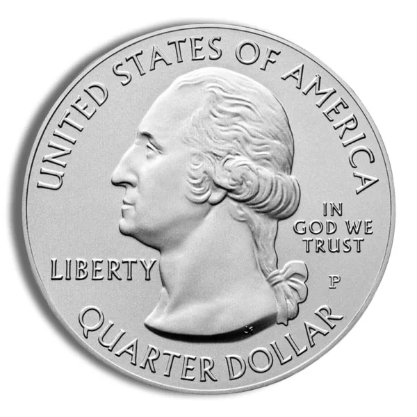United States quarter dollar coin featuring a profile of George Washington, inscribed with "Liberty," "In God We Trust," and "Quarter Dollar."