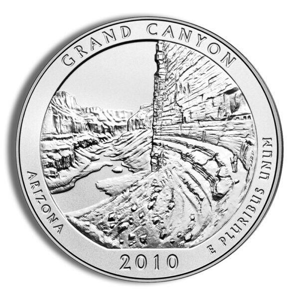 2010 5 oz ATB Grand Canyon Silver Coin - BU - Image 2