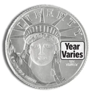 Silver American Eagle coin featuring the Statue of Liberty design, with the text "Year Varies" indicating different minting years available for collectors.