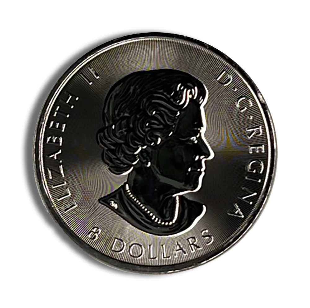Canadian coin featuring the profile of Queen Elizabeth II, marked with "3 DOLLARS" and "D.G. REGINA." The coin showcases intricate details of the queen's hairstyle and jewelry.