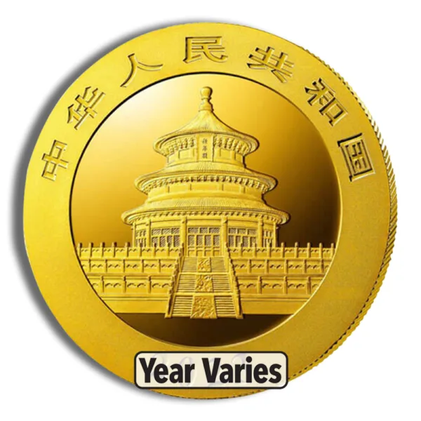 Golden commemorative coin featuring the Temple of Heaven, symbolizing Chinese culture and heritage, with the inscription "Year Varies" at the bottom.