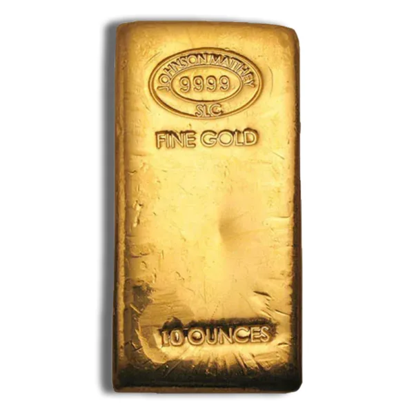Gold bullion bar weighing one ounce, marked with purity and manufacturer details, symbolizing wealth and investment in precious metals.