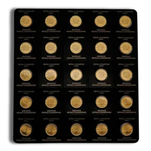 Collection of commemorative coins displayed on a black background, featuring 30 individual coins each labeled with their respective names.