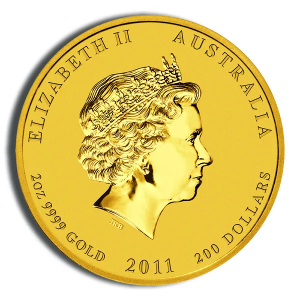 2011 2 oz Australia Gold Lunar Rabbit BU - Series II - Image 2