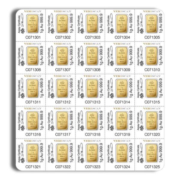 25 x 1 g Gold Bar - PAMP Multigram Gold Bar (Carded) - Image 2