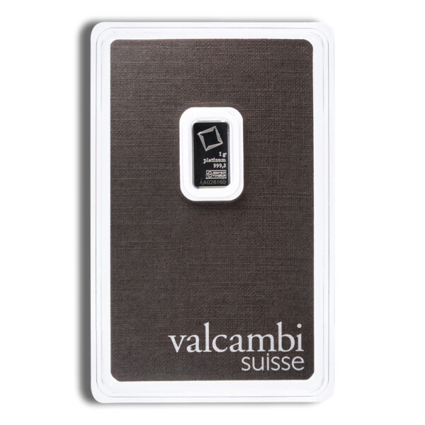 1 gram Platinum Bar - Valcambi (Carded)
