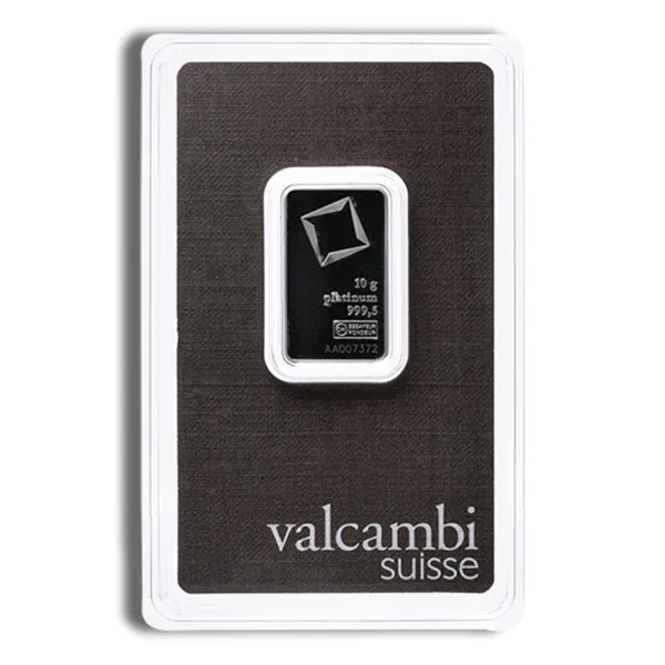 Valcambi Suisse gold bar presented in a secure assay package, featuring a sleek design and the brand logo. Ideal for investment and collection.