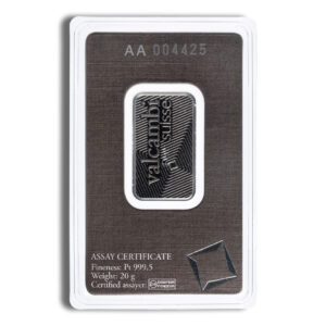 20 gram Platinum Bar - Valcambi (Carded)