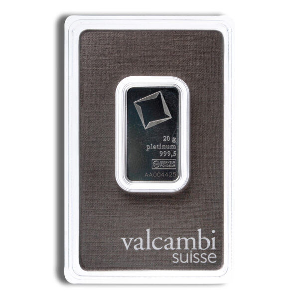 20 gram Platinum Bar - Valcambi (Carded) - Image 2