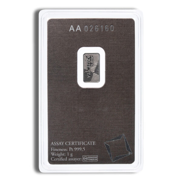 1 gram Platinum Bar - Valcambi (Carded) - Image 2