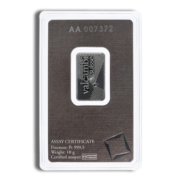 10 gram Platinum Bar - Valcambi (Carded) - Image 2