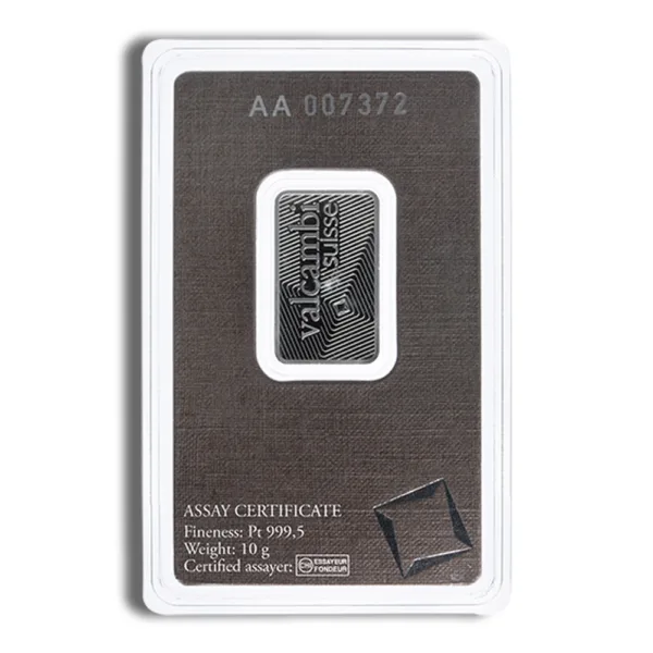 Silver bullion bar in protective packaging, featuring a stamped logo and weight specifications, ideal for investment and collection.