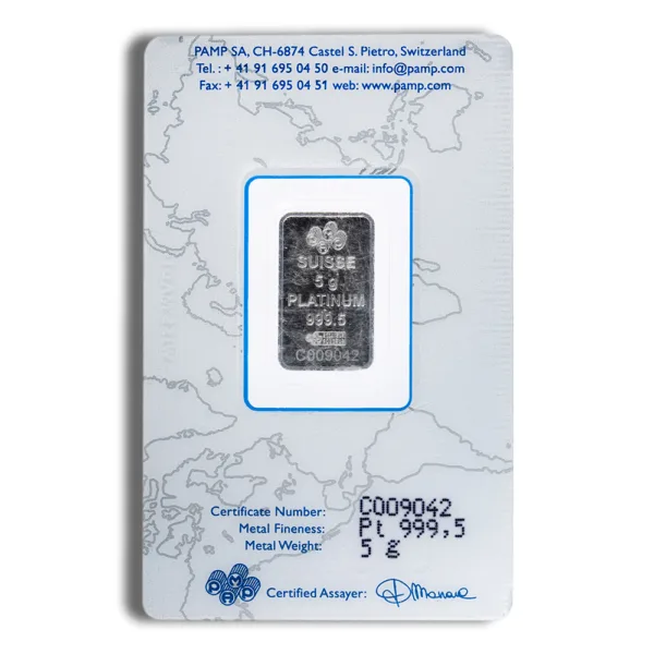 Silver bullion bar certificate featuring a 1 oz silver bar, displayed in a protective case with a serial number and purity details on the back. Ideal for collectors and investors in precious metals.