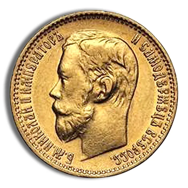 Gold coin featuring a profile of a historical figure, showcasing intricate details and inscriptions, representing currency from a specific era.