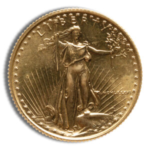 Gold coin featuring the figure of Liberty holding a torch and olive branch, surrounded by rays of sunlight and stars, with the year 1876 inscribed at the bottom. Ideal for collectors and investors in precious metals.