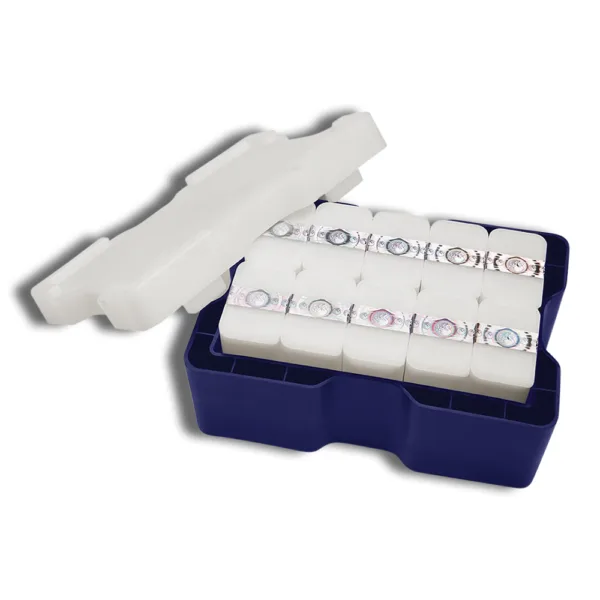 Blue ice pack container with a white lid, featuring multiple reusable ice packs for cooling. Ideal for lunch boxes, coolers, and outdoor activities.