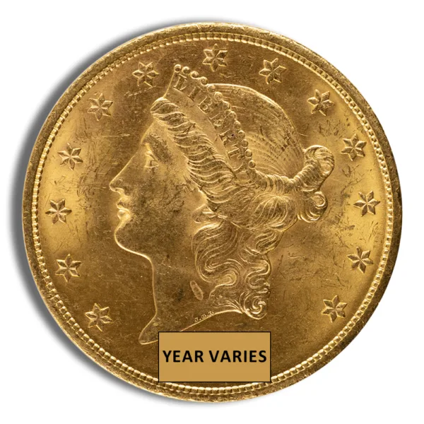 Gold coin featuring a profile of Liberty, with the inscription "YEAR VARIES" indicating different minting years, ideal for collectors and investors in precious metals.