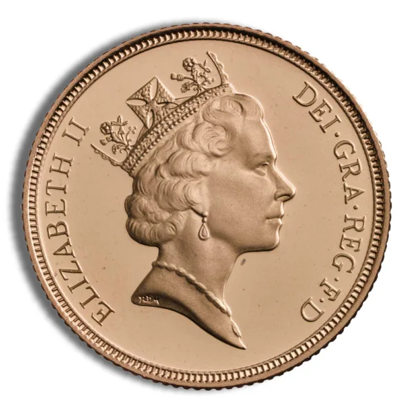 Close-up of a British coin featuring a profile of Queen Elizabeth II, showcasing intricate details of her crown and jewelry, with the inscription "DEI·GRA·REG·F·D" around the edge.