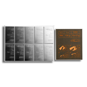 10 x 10 g Silver Valcambi CombiBar™ (In Assay)