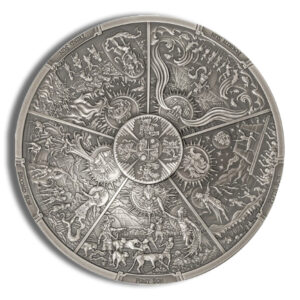 2021 3 oz Cook Islands Silver Ages of Man - Aztec Five Suns