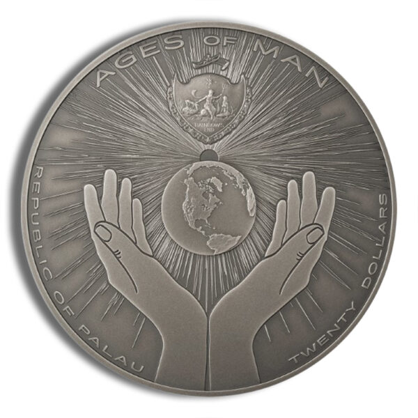 2021 3 oz Cook Islands Silver Ages of Man - Aztec Five Suns - Image 2