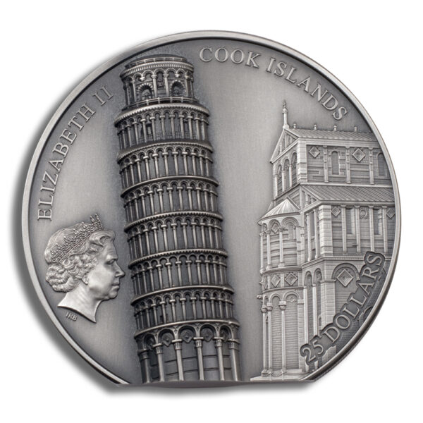2022 5 oz Silver Cook Islands Leaning Tower of Pisa Coin - Image 2