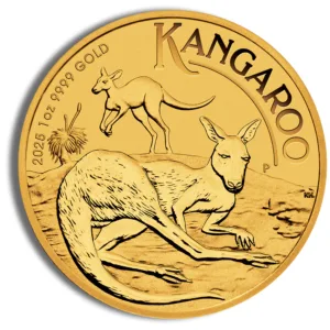 Gold Kangaroo coin featuring a detailed kangaroo design, minted in 2023, showcasing its unique value and investment potential in precious metals.